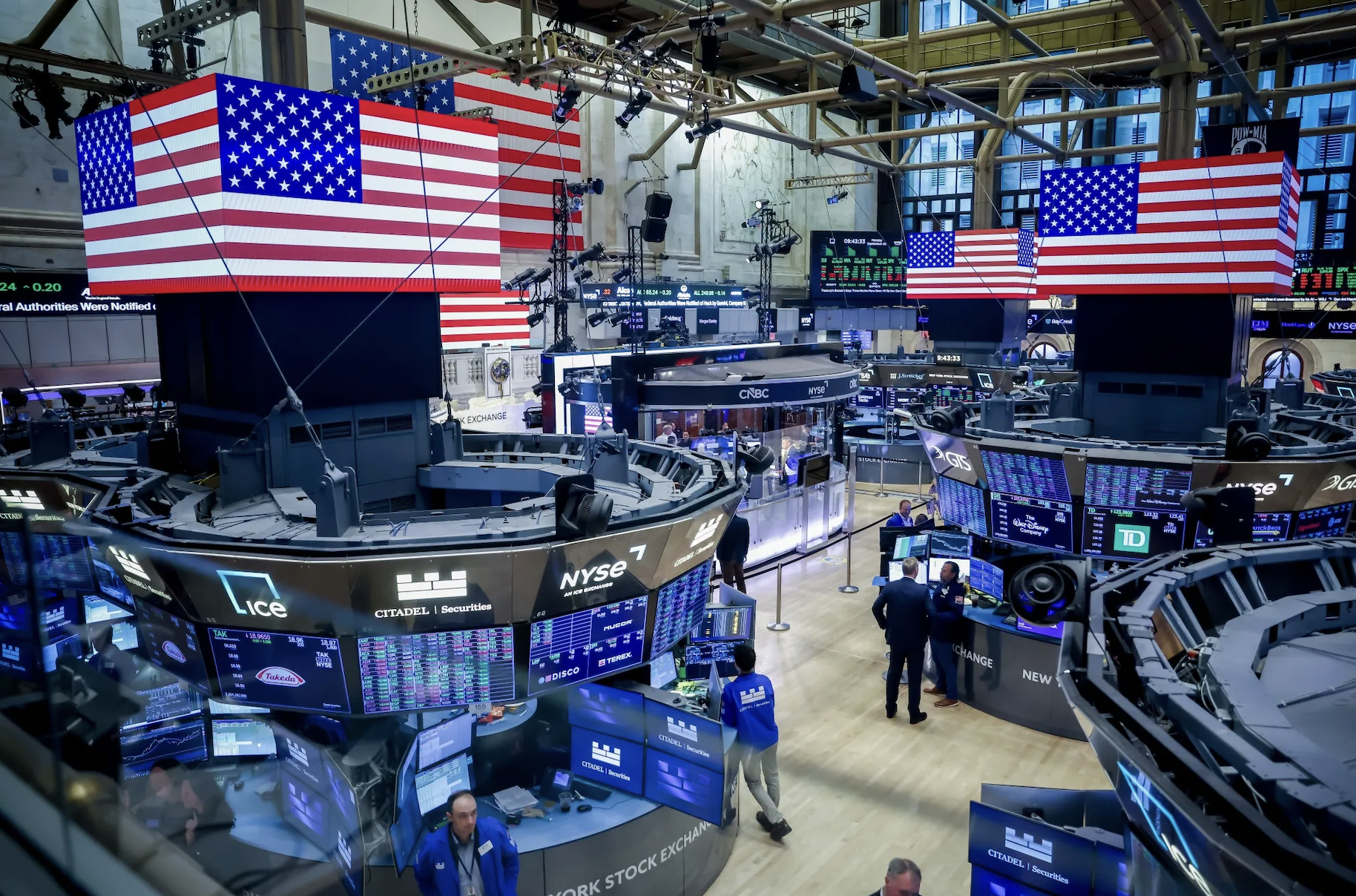 Traders on the floor of the New York Stock Exchange