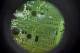 Printed circuit board viewed through a magnifier